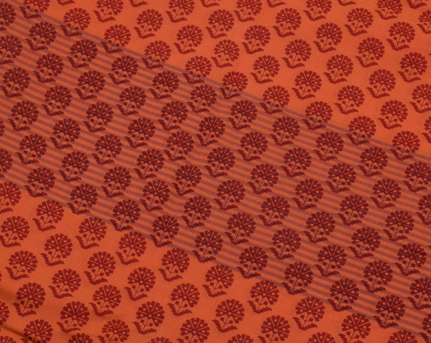 Sushila Vintage Peach Saree 100% Pure Cotton Printed Floral Soft Craft Fabric