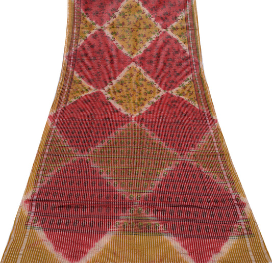 Sushila Vintage Multi-Color Saree Pure Cotton Printed 5 Yard  Soft Craft Fabric