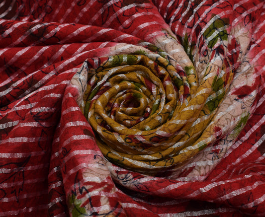 Sushila Vintage Multi-Color Saree Pure Cotton Printed 5 Yard  Soft Craft Fabric