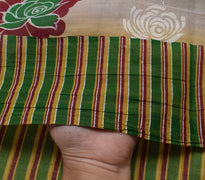 Sushila Vintage Orange Saree 100% Pure Cotton Printed Floral Craft Sari Fabric