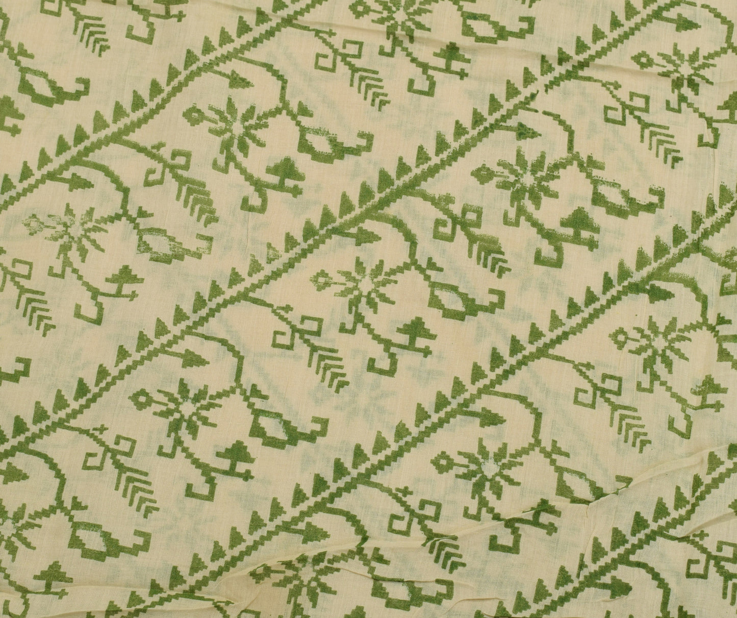 Sushila Vintage Cream Saree 100% Pure Cotton Printed Floral Soft Craft Fabric