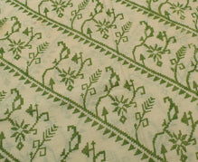 Sushila Vintage Cream Saree 100% Pure Cotton Printed Floral Soft Craft Fabric
