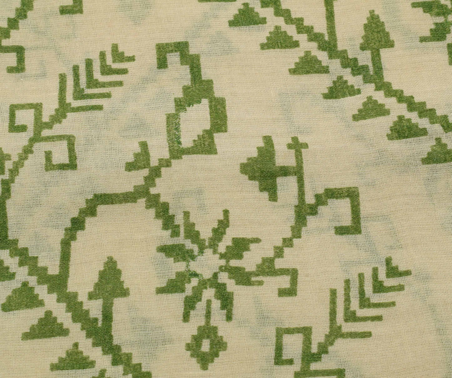 Sushila Vintage Cream Saree 100% Pure Cotton Printed Floral Soft Craft Fabric