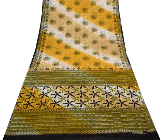 Sushila Vintage Multi-Color Saree Pure Cotton Printed Floral Soft Craft Fabric