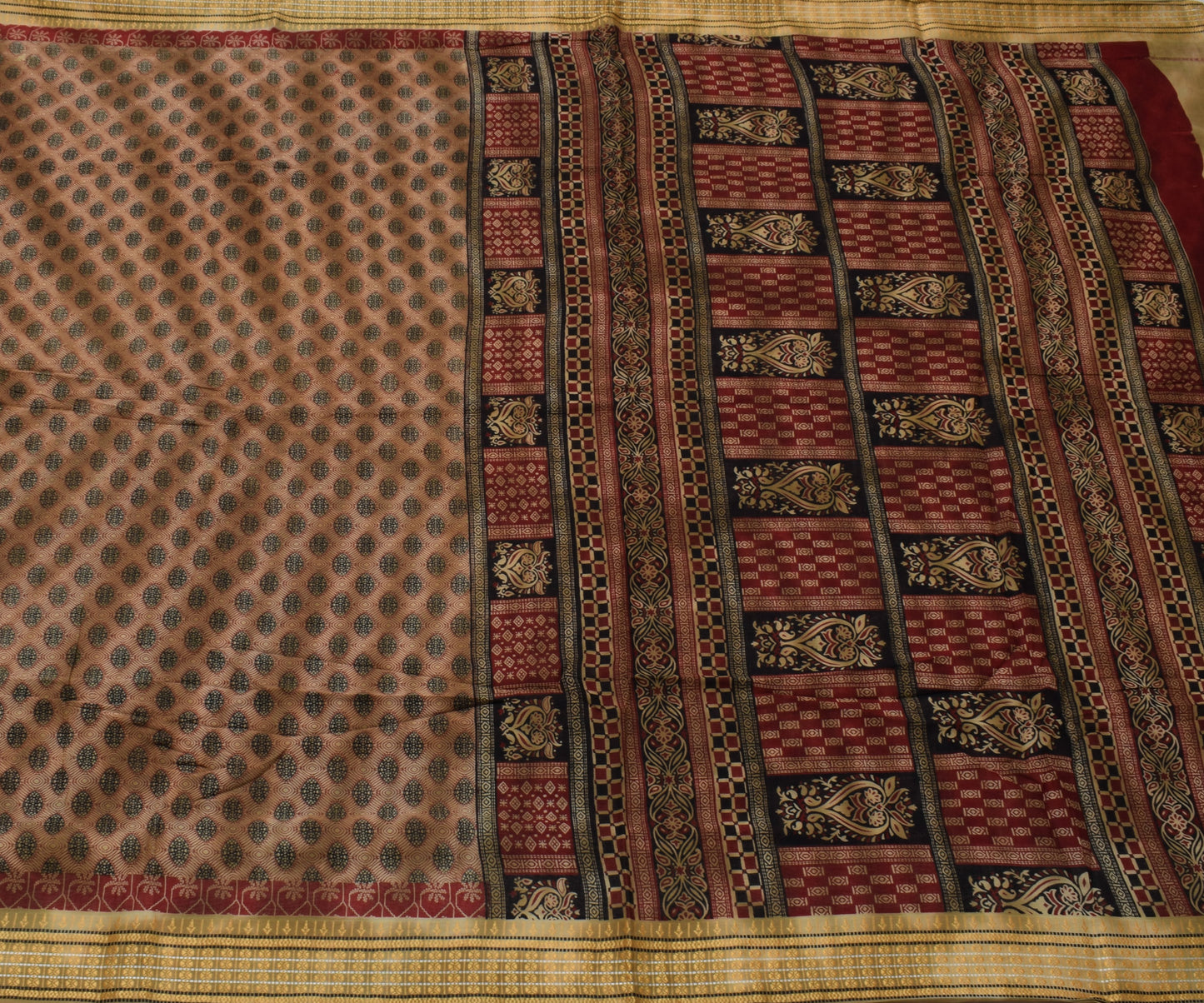 Sushila Vintage Indian Saree Pure Cotton Printed 5 Yard Soft Craft Sari Fabric