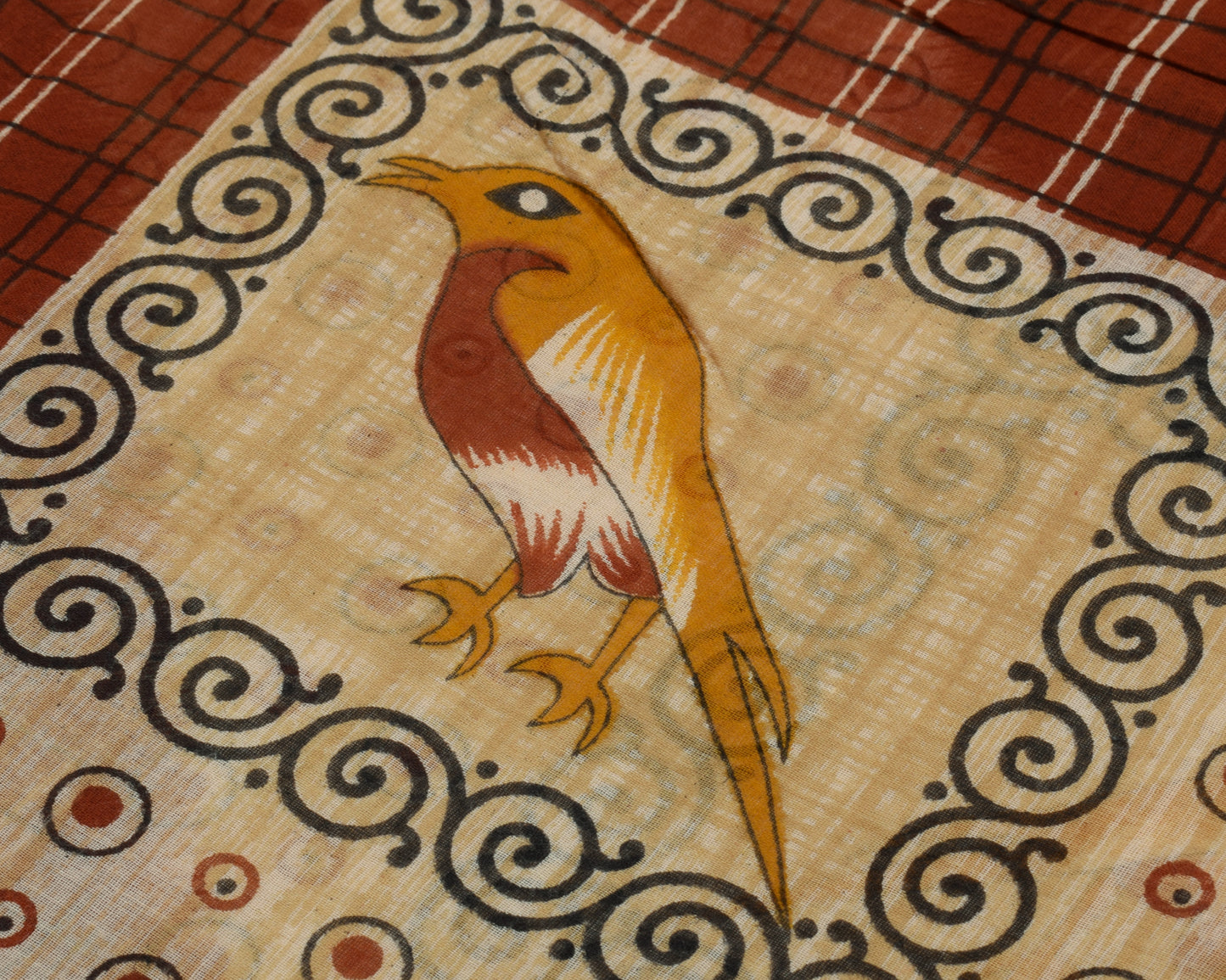 Sushila Vintage Indian Saree 100% Pure Cotton Printed Birds Soft Craft Fabric