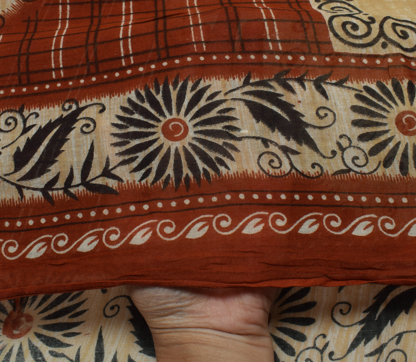 Sushila Vintage Indian Saree 100% Pure Cotton Printed Birds Soft Craft Fabric