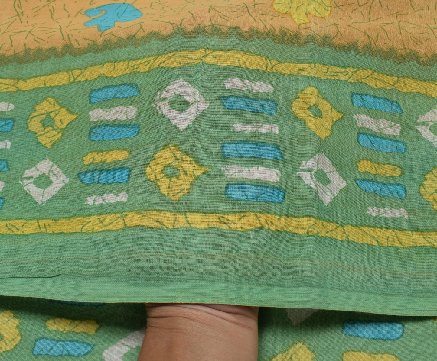 Sushila Vintage Light Brown Saree 100% Pure Cotton Printed Soft Craft Fabric