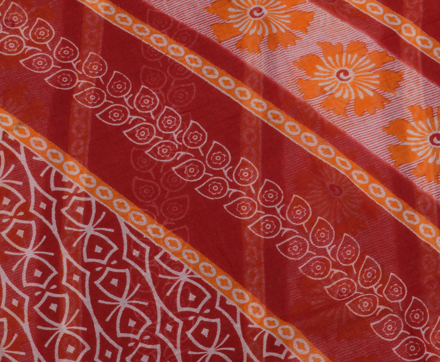 Sushila Vintage Indian Saree 100% Pure Cotton Printed Floral Soft Craft Fabric