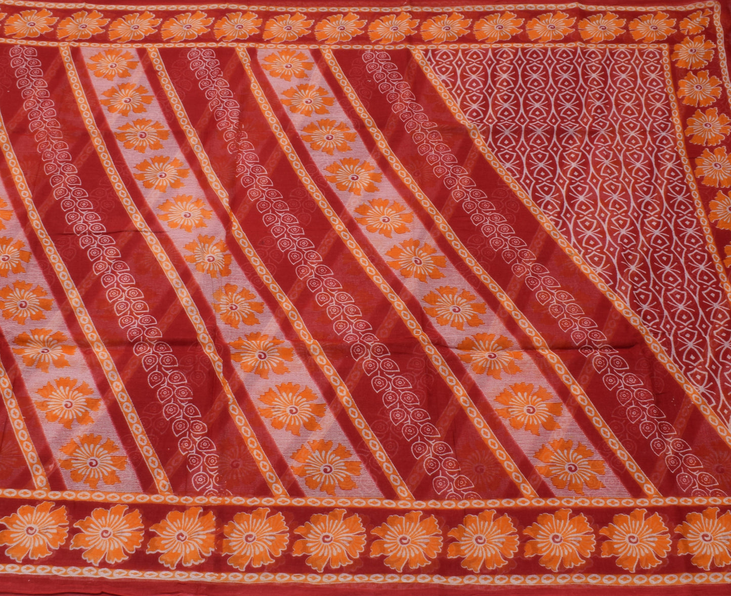 Sushila Vintage Indian Saree 100% Pure Cotton Printed Floral Soft Craft Fabric