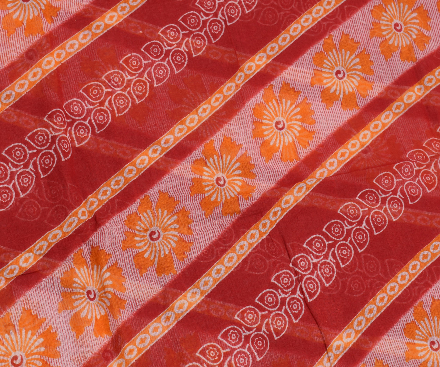 Sushila Vintage Indian Saree 100% Pure Cotton Printed Floral Soft Craft Fabric