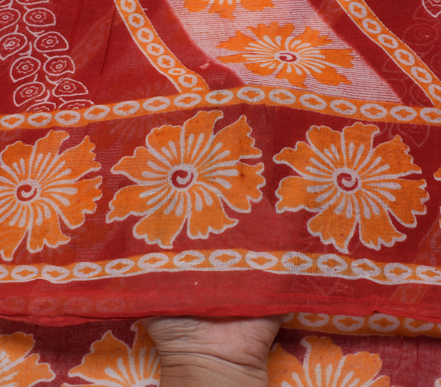 Sushila Vintage Indian Saree 100% Pure Cotton Printed Floral Soft Craft Fabric