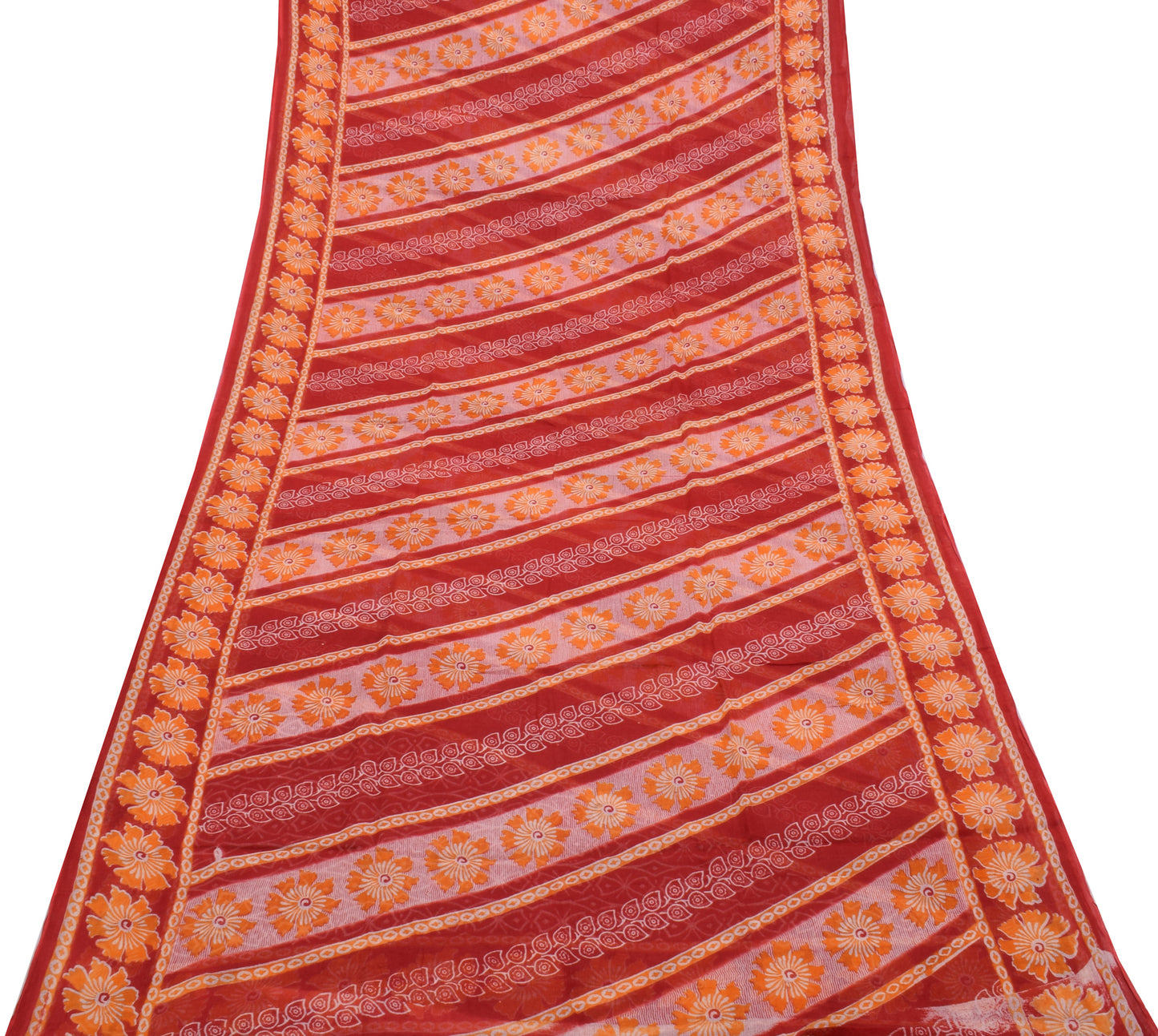 Sushila Vintage Indian Saree 100% Pure Cotton Printed Floral Soft Craft Fabric