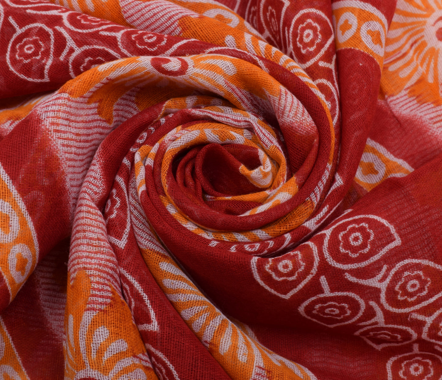 Sushila Vintage Indian Saree 100% Pure Cotton Printed Floral Soft Craft Fabric