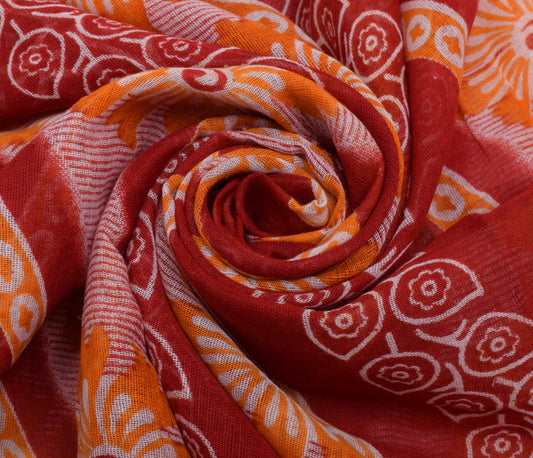 Sushila Vintage Indian Saree 100% Pure Cotton Printed Floral Soft Craft Fabric