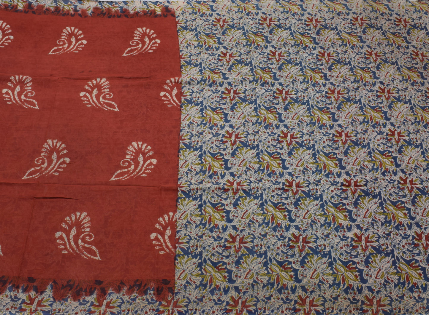 Sushila Vintage Maroon Saree Pure Cotton Kalamkari Printed Soft Craft Fabric