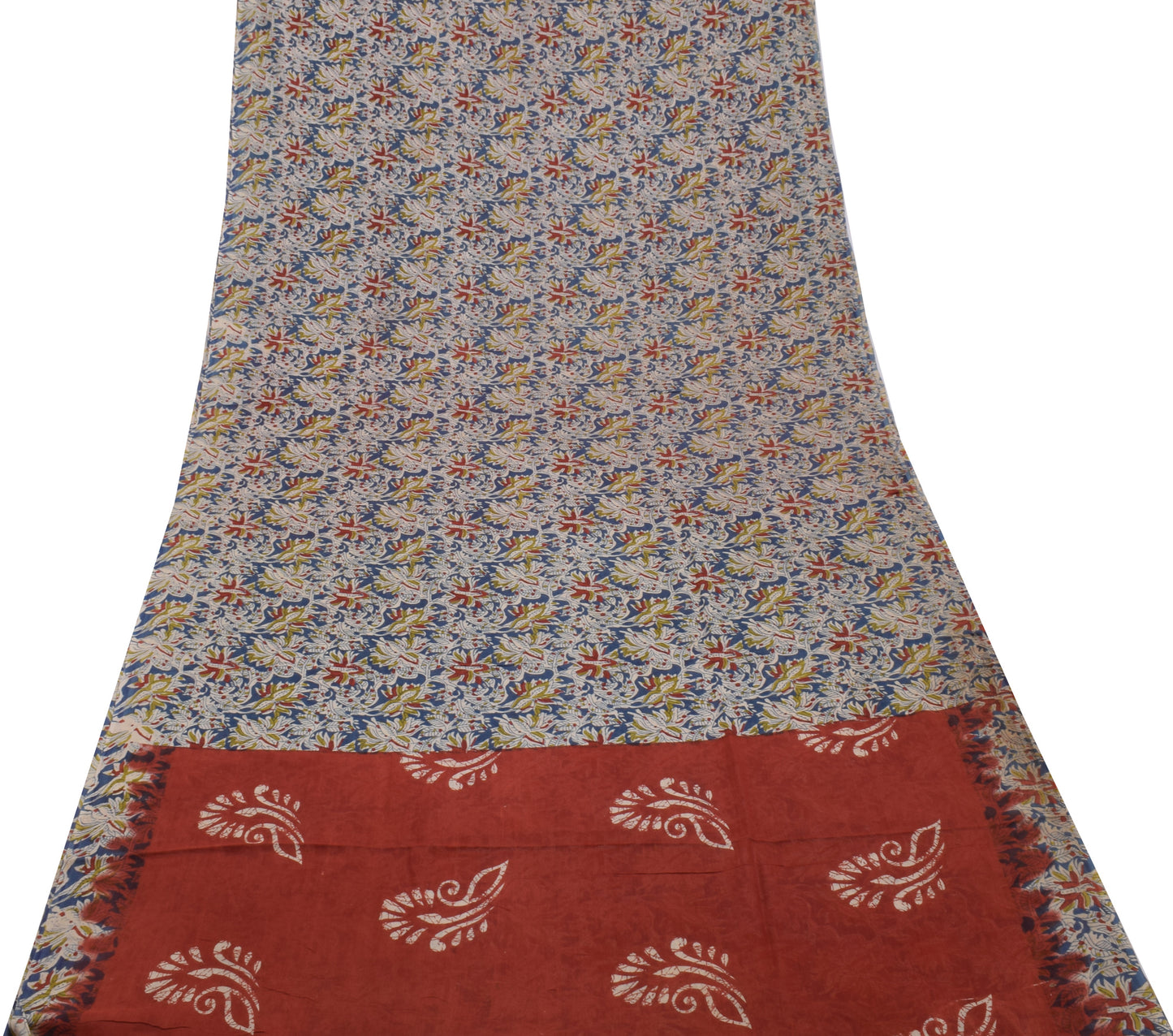 Sushila Vintage Maroon Saree Pure Cotton Kalamkari Printed Soft Craft Fabric