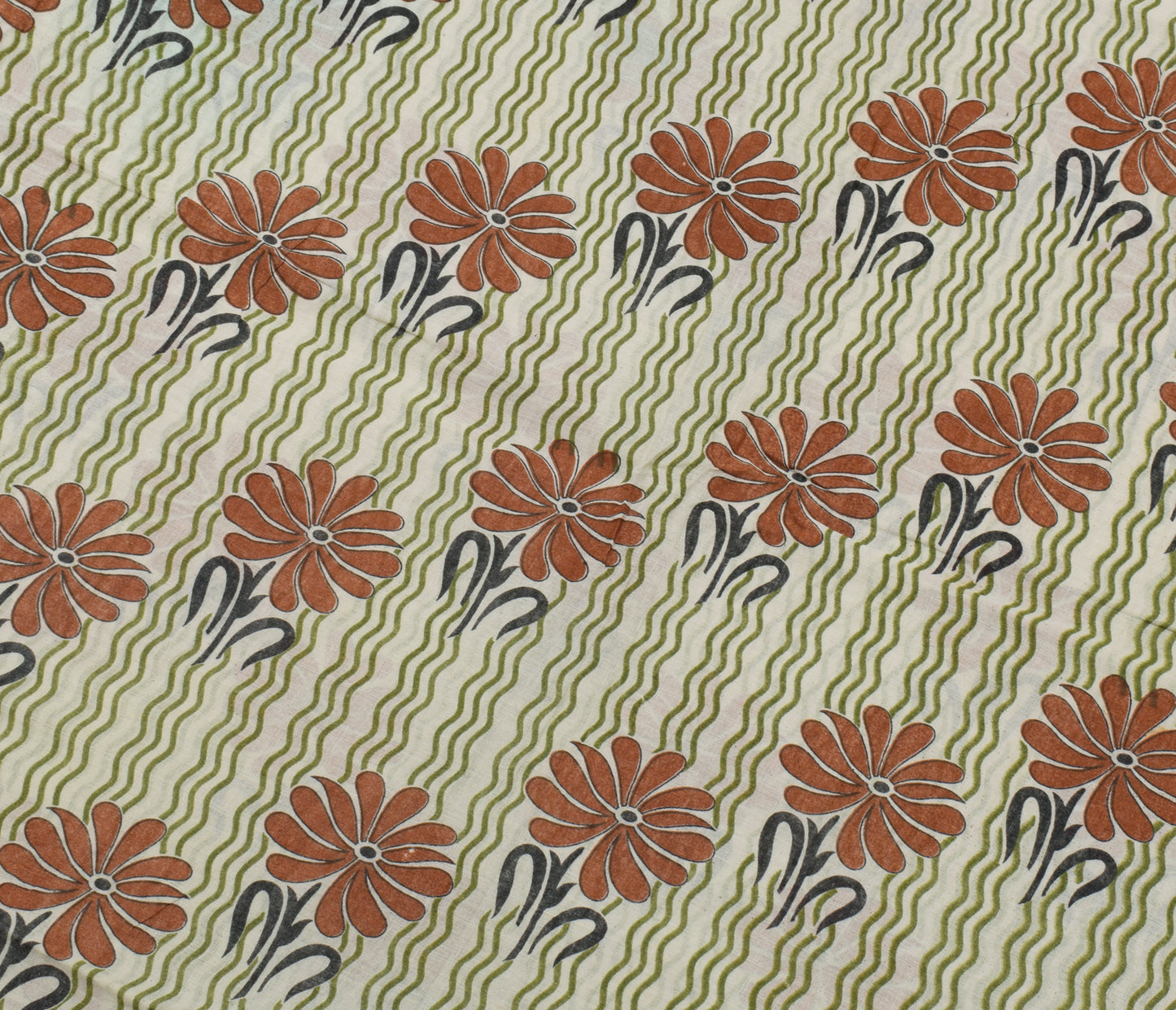Sushila Vintage Cream Saree 100% Pure Cotton Printed Floral Soft Craft Fabric