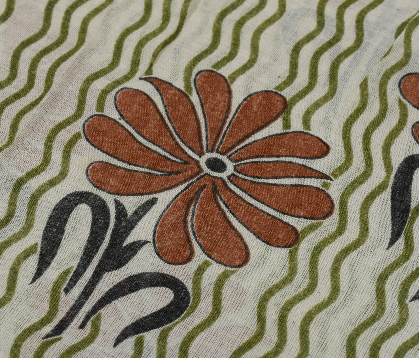 Sushila Vintage Cream Saree 100% Pure Cotton Printed Floral Soft Craft Fabric