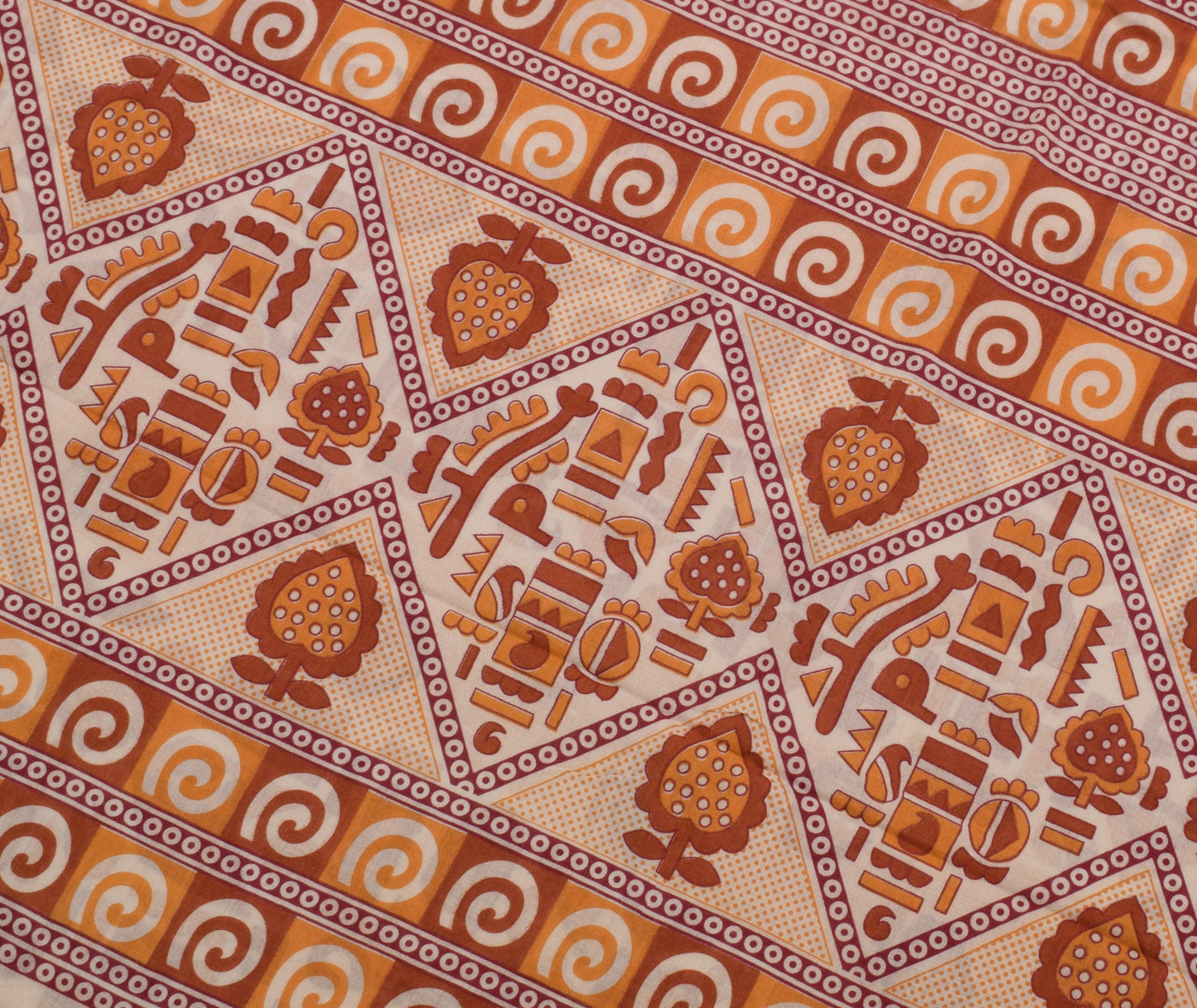 Sushila Vintage Indian Saree 100% Pure Cotton Printed 5 Yard Soft Craft Fabric