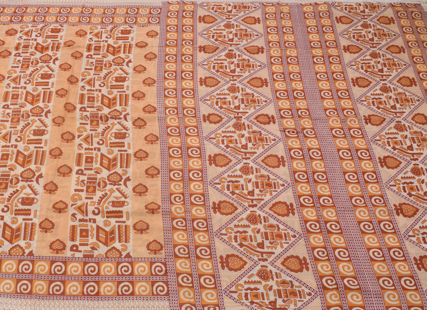 Sushila Vintage Indian Saree 100% Pure Cotton Printed 5 Yard Soft Craft Fabric