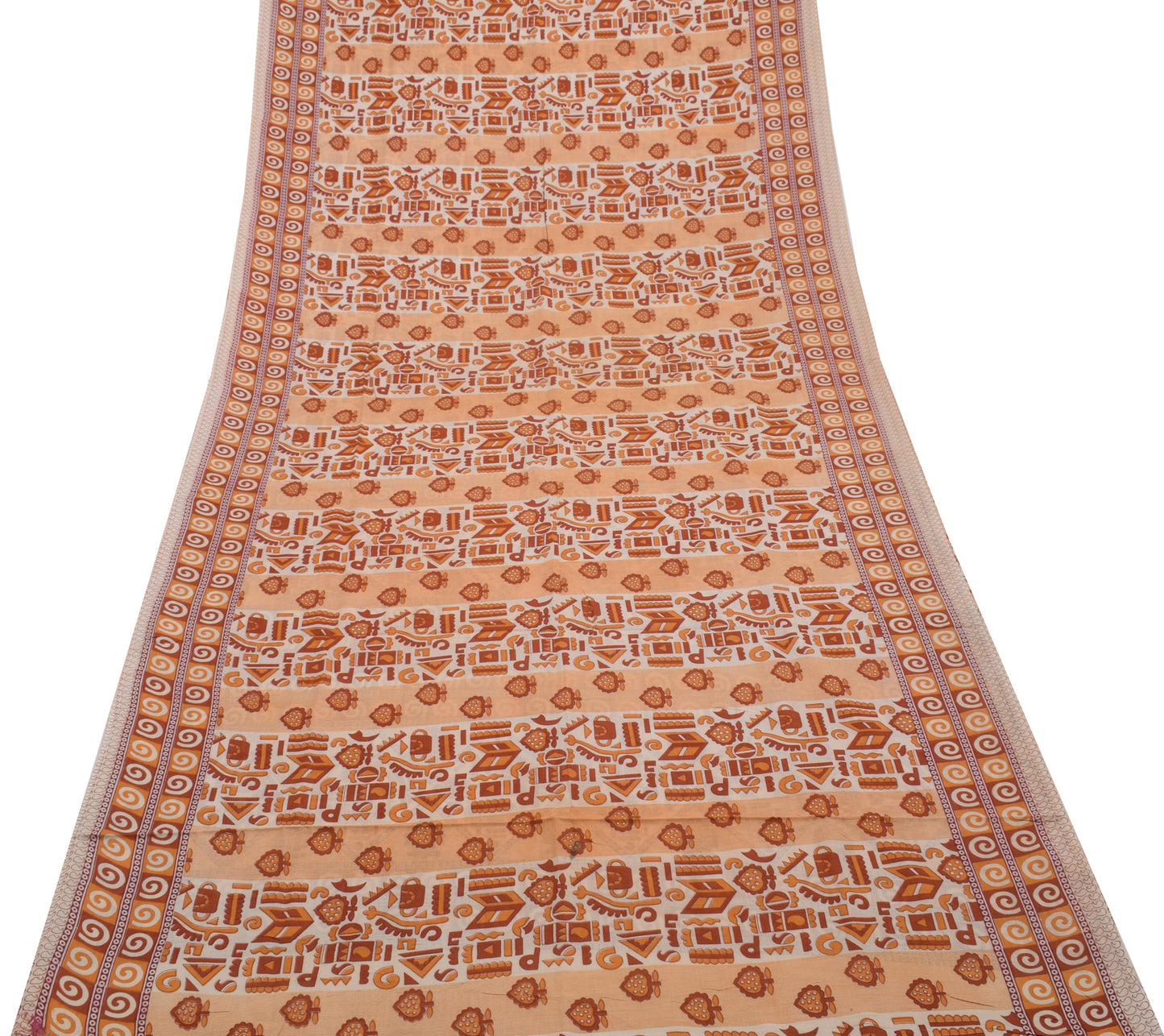 Sushila Vintage Indian Saree 100% Pure Cotton Printed 5 Yard Soft Craft Fabric