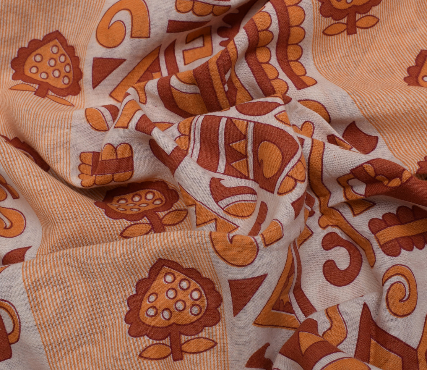 Sushila Vintage Indian Saree 100% Pure Cotton Printed 5 Yard Soft Craft Fabric