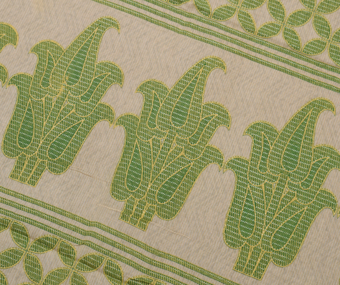 Sushila Vintage Indian Saree 100% Pure Cotton Printed Zig-Zag Soft Craft Fabric