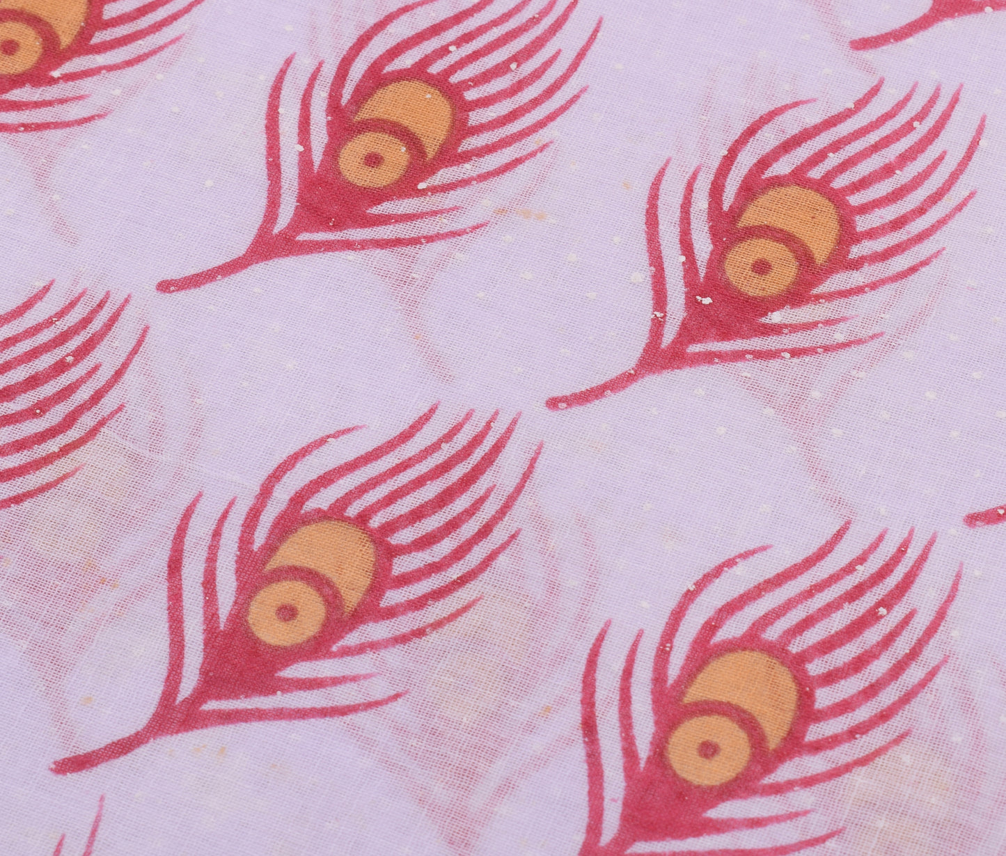 Sushila Vintage White Saree Pure Cotton Printed Peacock Feather Craft Fabric