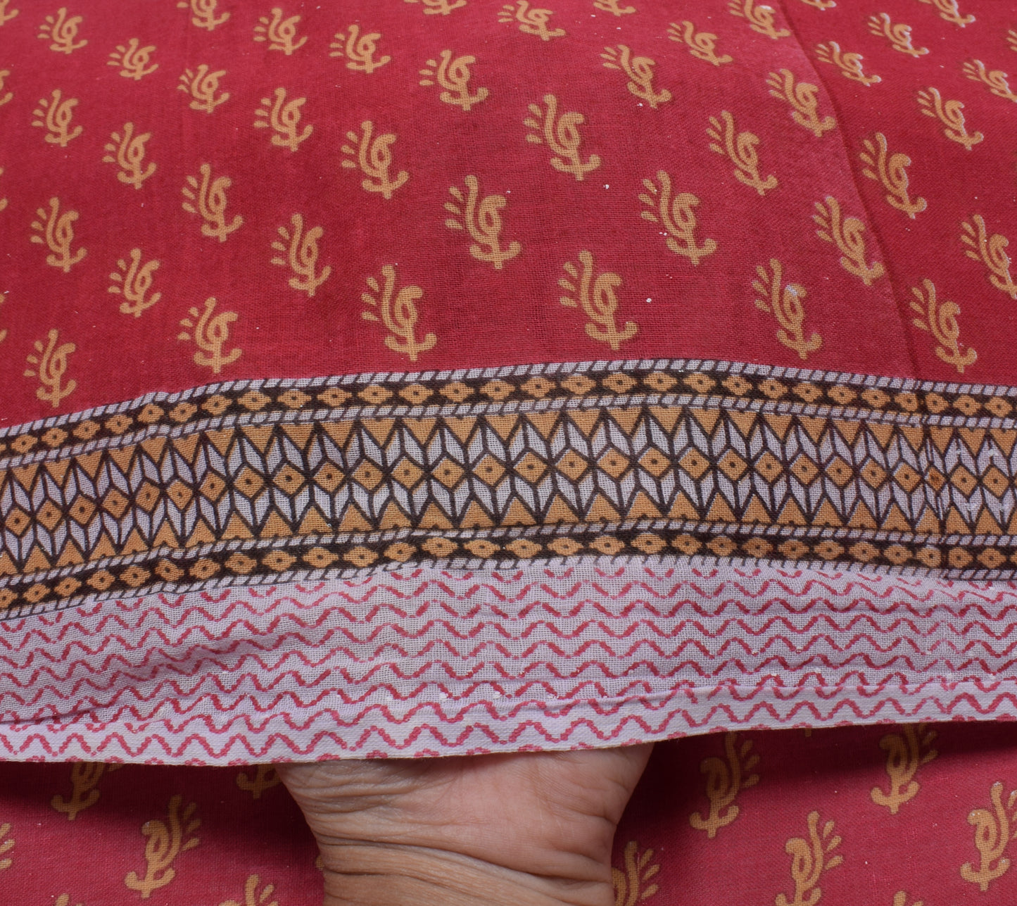 Sushila Vintage White Saree Pure Cotton Printed Peacock Feather Craft Fabric