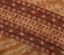 Sushila Vintage Brown Saree 100% Pure Cotton Printed Floral Soft Craft Fabric