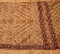 Sushila Vintage Brown Saree 100% Pure Cotton Printed Floral Soft Craft Fabric