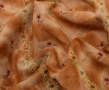Sushila Vintage Brown Saree 100% Pure Cotton Printed Floral Soft Craft Fabric