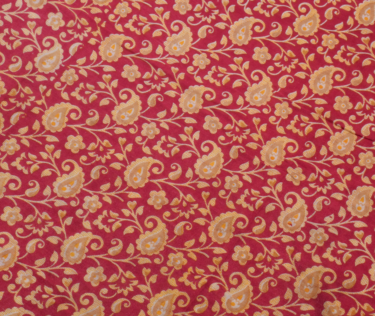 Sushila Vintage Dark Pink Saree Pure Cotton Printed Paisley Soft Craft Fabric