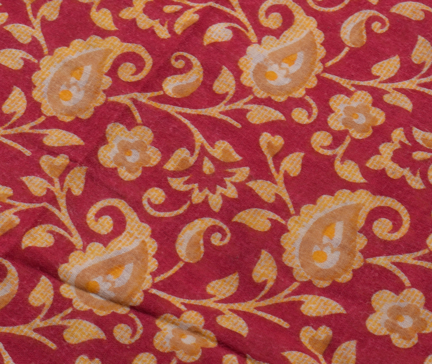 Sushila Vintage Dark Pink Saree Pure Cotton Printed Paisley Soft Craft Fabric