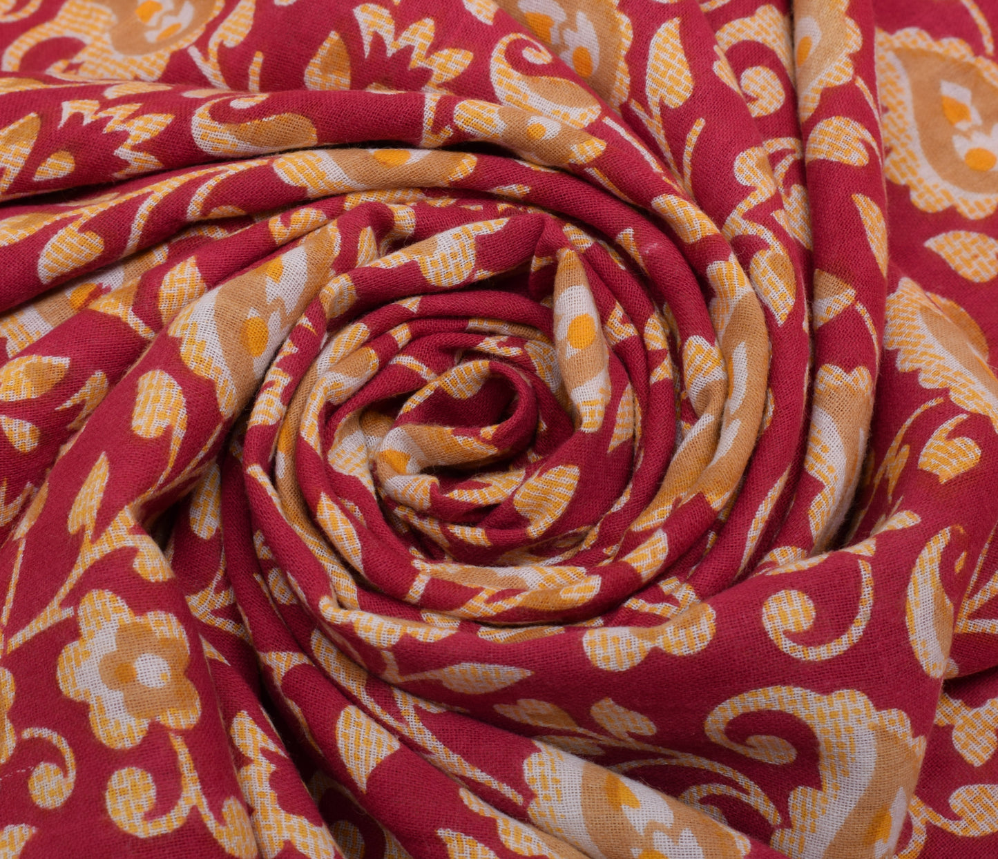 Sushila Vintage Dark Pink Saree Pure Cotton Printed Paisley Soft Craft Fabric