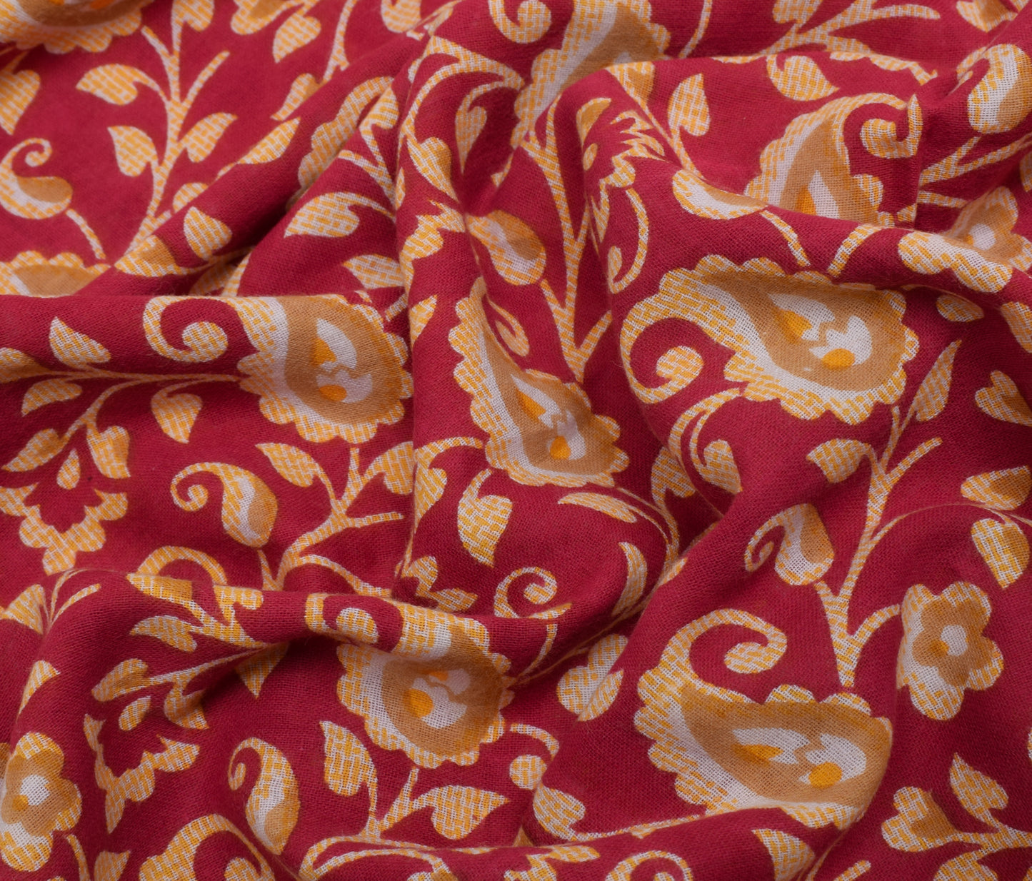 Sushila Vintage Dark Pink Saree Pure Cotton Printed Paisley Soft Craft Fabric