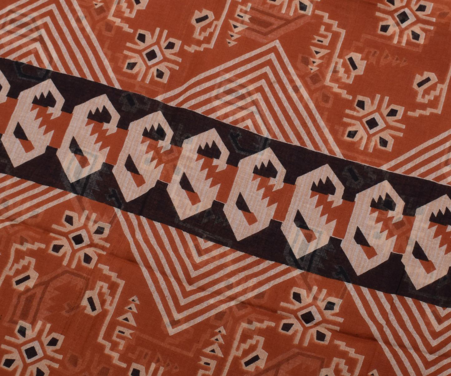 Sushila Vintage Indian Brown Saree 100% Pure Cotton Printed Soft Craft Fabric
