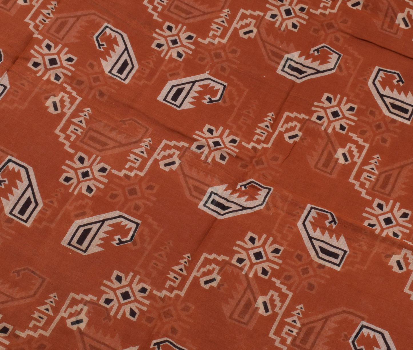 Sushila Vintage Indian Brown Saree 100% Pure Cotton Printed Soft Craft Fabric