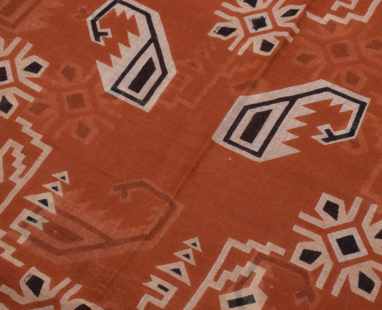 Sushila Vintage Indian Brown Saree 100% Pure Cotton Printed Soft Craft Fabric
