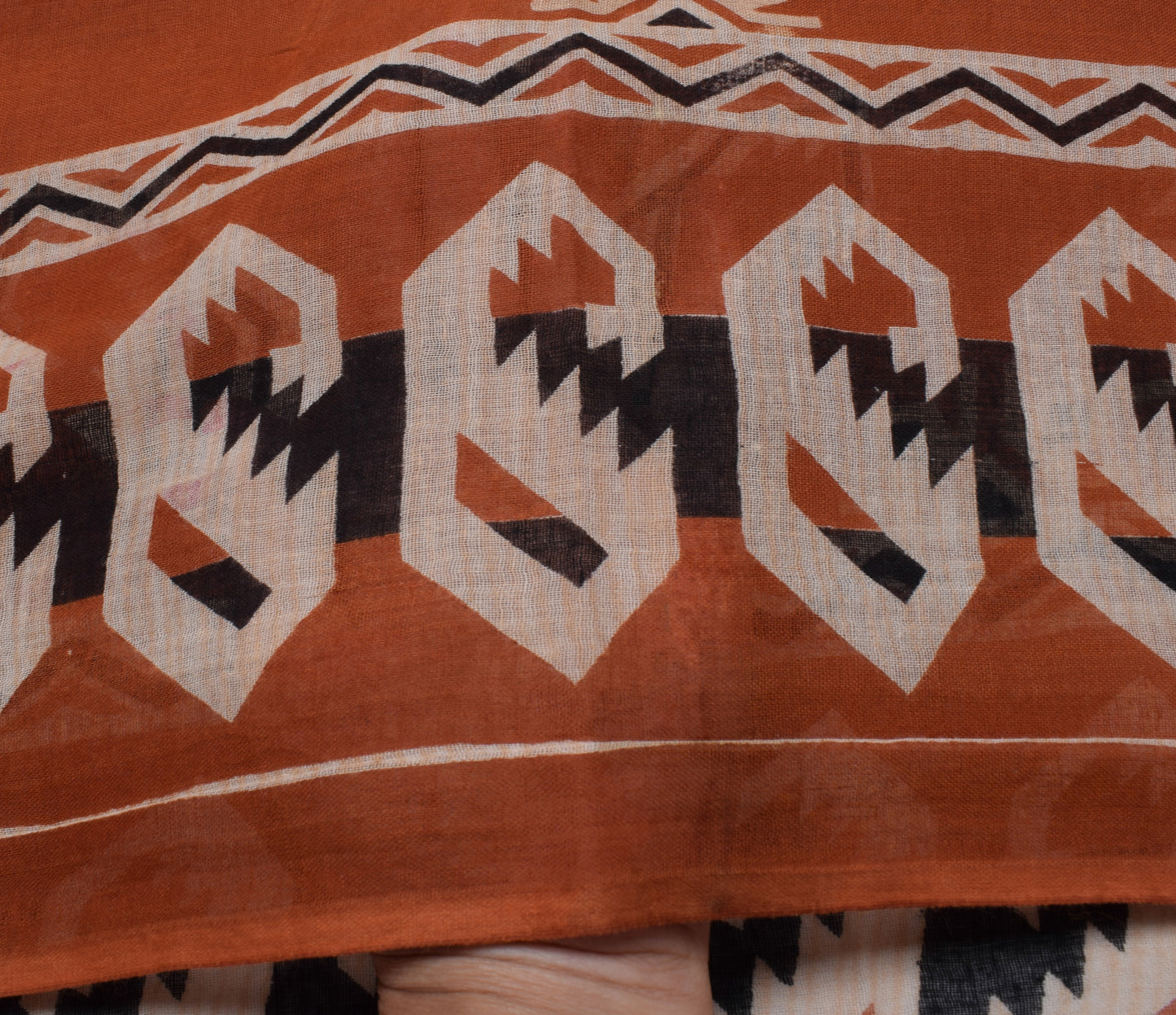 Sushila Vintage Indian Brown Saree 100% Pure Cotton Printed Soft Craft Fabric
