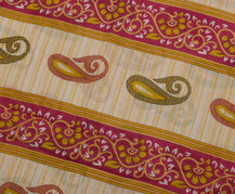 Sushila Vintage Indian Saree 100% Pure Cotton Printed Paisley Soft Craft Fabric