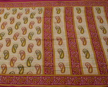 Sushila Vintage Indian Saree 100% Pure Cotton Printed Paisley Soft Craft Fabric