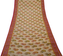 Sushila Vintage Indian Saree 100% Pure Cotton Printed Paisley Soft Craft Fabric