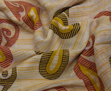 Sushila Vintage Indian Saree 100% Pure Cotton Printed Paisley Soft Craft Fabric
