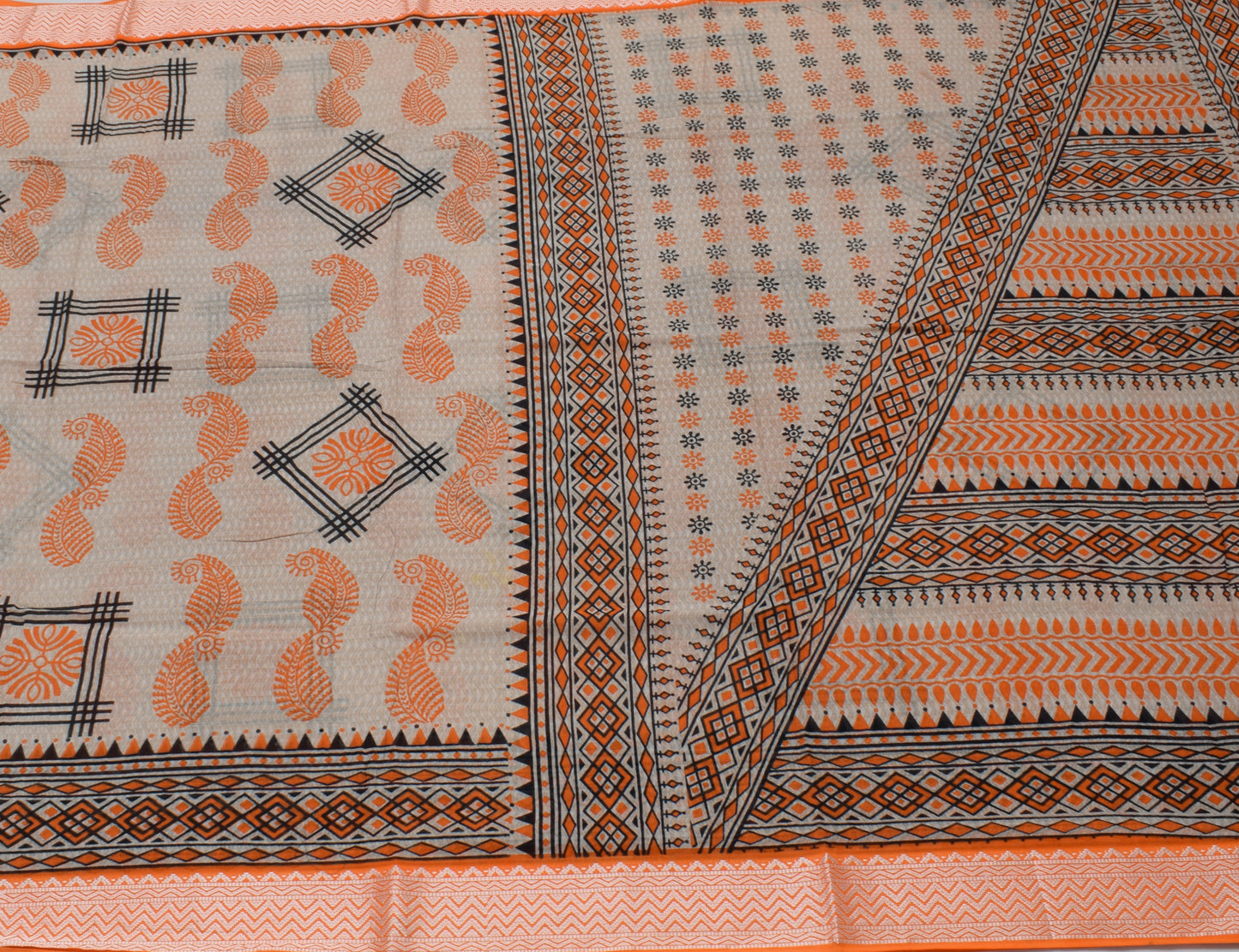 Sushila Vintage Indian Saree 100% Pure Cotton Printed Soft Craft Sari Fabric