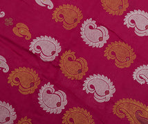 Sushila Vintage Magenta Saree 100% Pure Cotton Printed Paisley Soft Craft Fabric