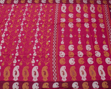 Sushila Vintage Magenta Saree 100% Pure Cotton Printed Paisley Soft Craft Fabric