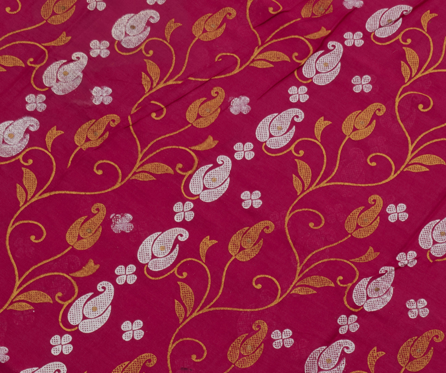 Sushila Vintage Magenta Saree 100% Pure Cotton Printed Paisley Soft Craft Fabric