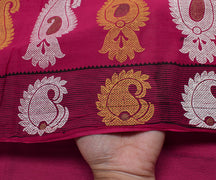 Sushila Vintage Magenta Saree 100% Pure Cotton Printed Paisley Soft Craft Fabric